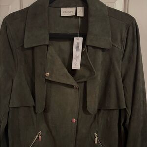 Chico's olive green suede like jacket